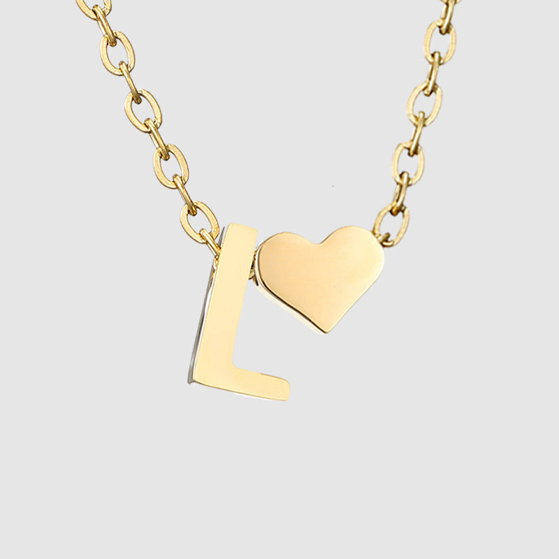 Wholesale Heart Letter Pendant Gold Plated Necklaces